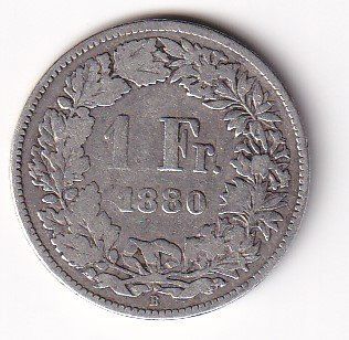 Tutti le monete: 1  Franken Schweiz 1880 rar – Usato da Neuchâtel venduto da karlpierrino