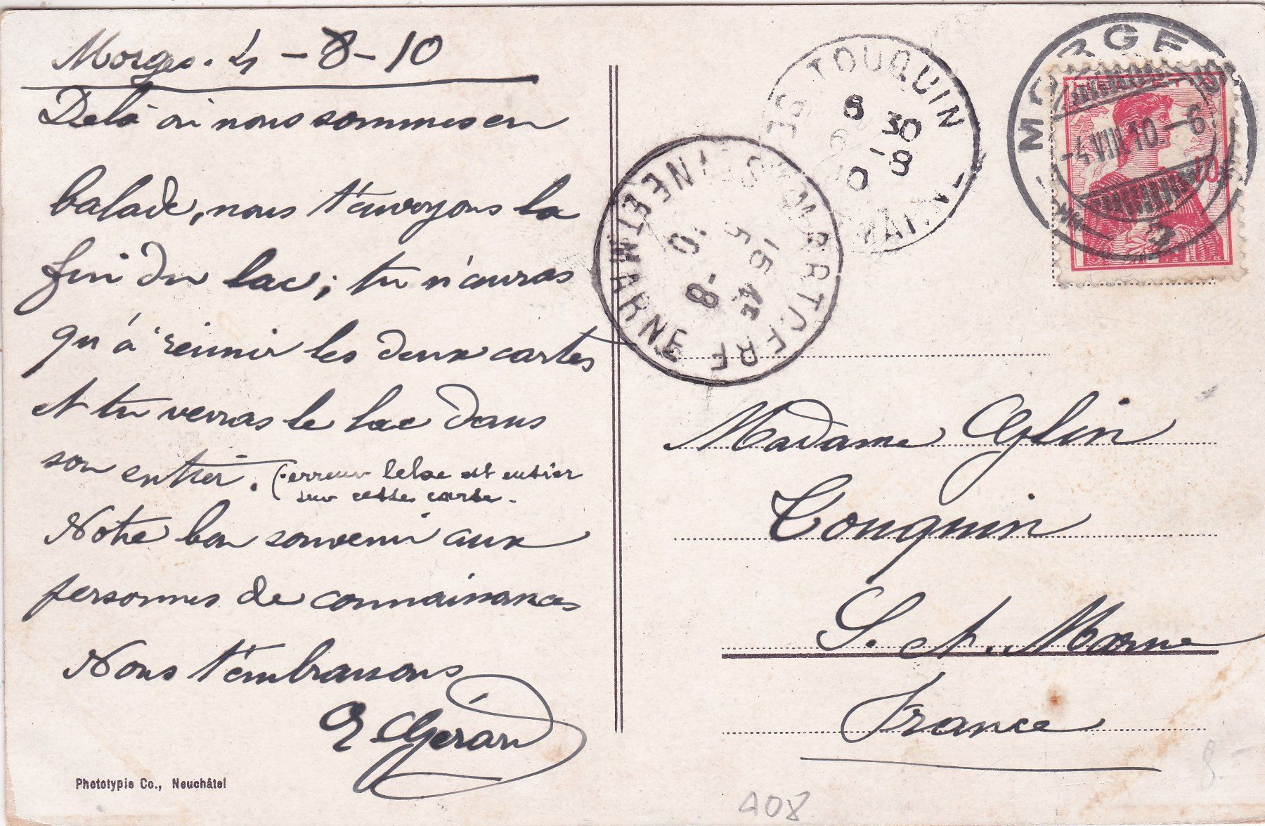 Cartoline postali: Lac Léman Genève 1910 – Usato da Herisau venduto da Lisegrat2008 1