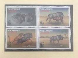 Mosambik 2000 Satz WWF Streifengnu postfrisch 4er-Block