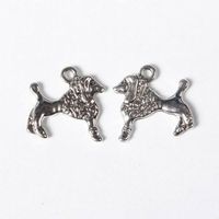 5 Anhänger Hund Metall 19,5x18mm