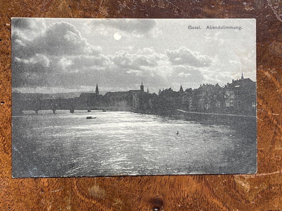 Cartoline postali: Alte Ansichtskarte Basel Abendstimmung, – Usato da Strengelbach venduto da Aschatan5
