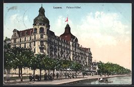 AK Luzern, Palace-Hotel mit Flagge, 1907