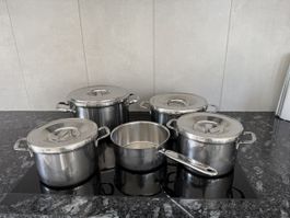 WMF Kochgeschirr-Set, Edelstahl, 5-teilig, Zustand OK