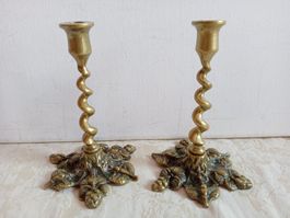 2er Set Kerzenständer Messing 377 Gramm Vintage o. Antik