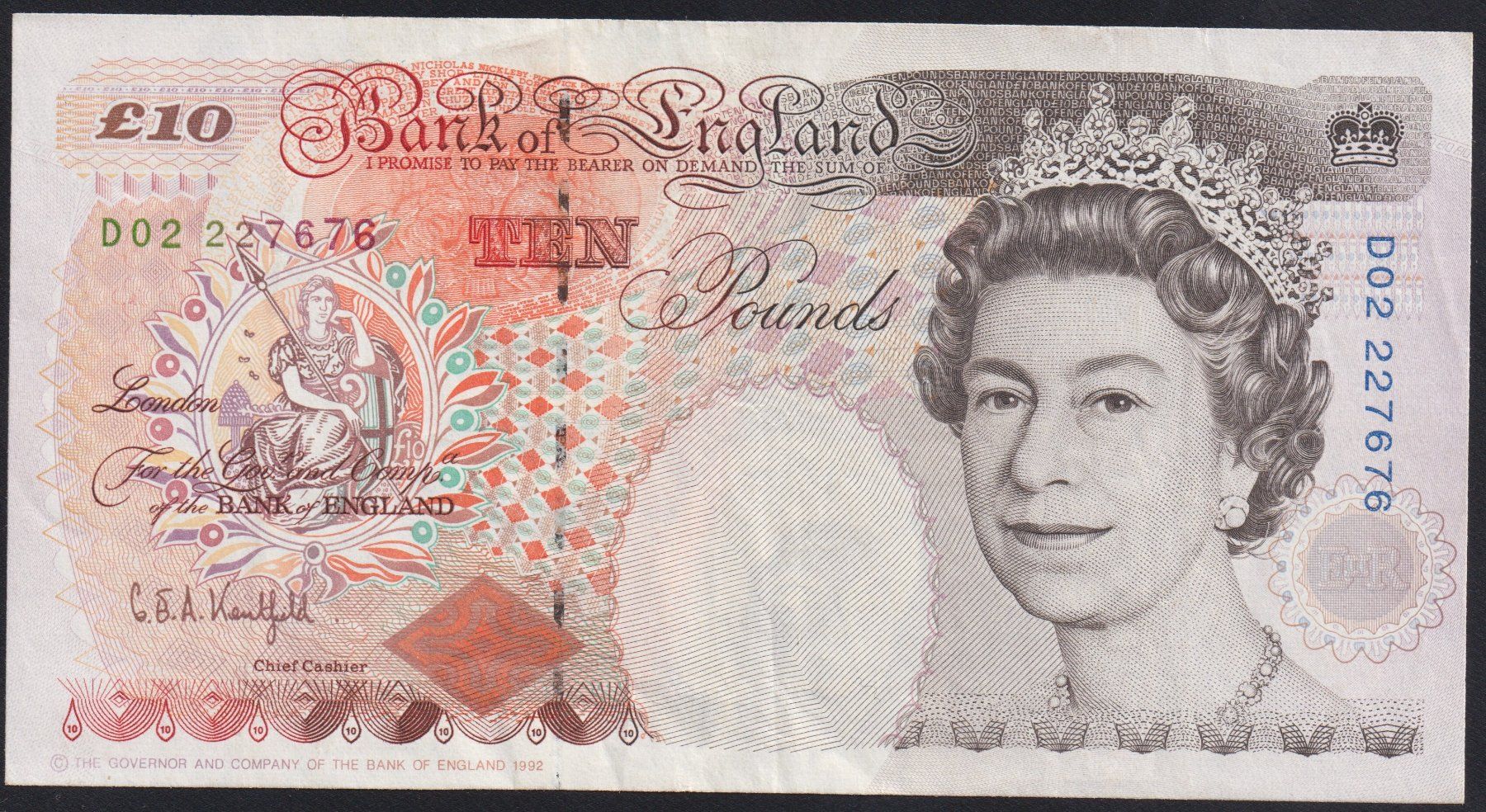Banconote: England 10 Pounds 1992 – Usato da Brugg AG venduto da banknoten_muesli