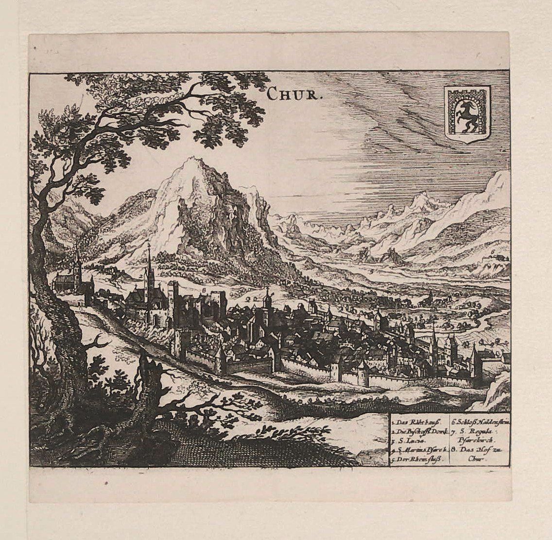 Incisioni: Chur Kupferstich von Janssonius 1658 – Usato da Rafz venduto da Helvet32