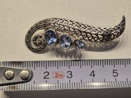 Silber Brosche Vintage Schmuck Topas Unikat