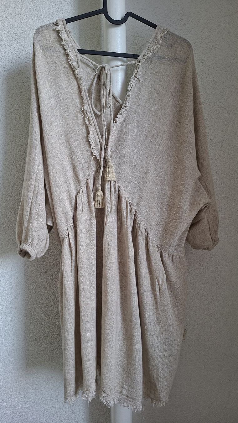 Vestiti: Kleid beige Grösse S 100%Leinen  – Usato da Basel venduto da Lovintage 6