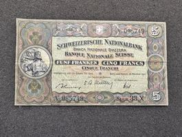 5 Franken Banknote Schweiz Tell 1947 - 749