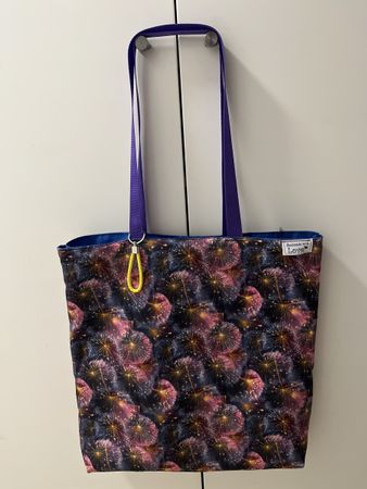 Stofftasche mit Pusteblumen Muster blau guter Zustand