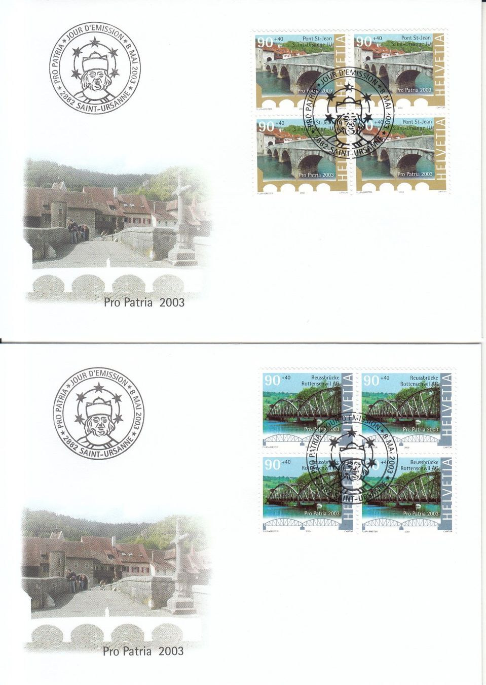 Tutti i francobolli: SBK B280 - B283 im 4er-Block FDC – Usato da Bürglen TG venduto da StampGraf 2