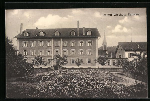 Cartoline postali: AK Ramsen, Institut Wiesholz mit Kirche – Usato da Berlin venduto da bartko-reher