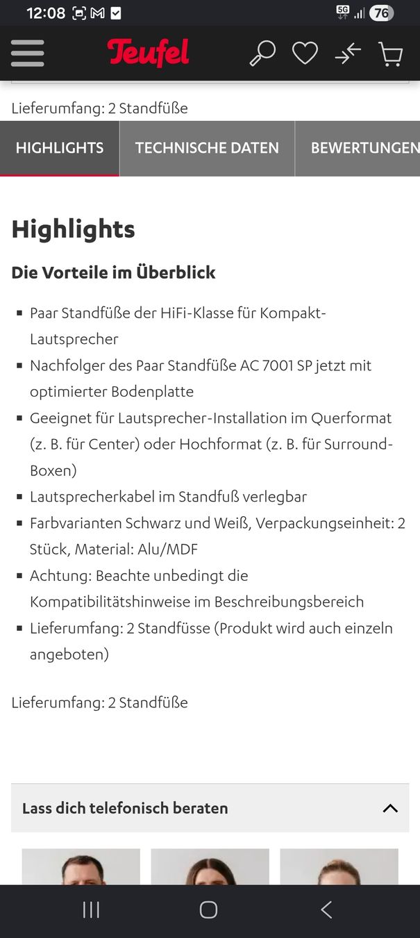 Supporti a parete: Teufel Stand AC 7001 SP2 – Nuovo e nell'imballaggio originale da Gontenschwil venduto da meili61 1