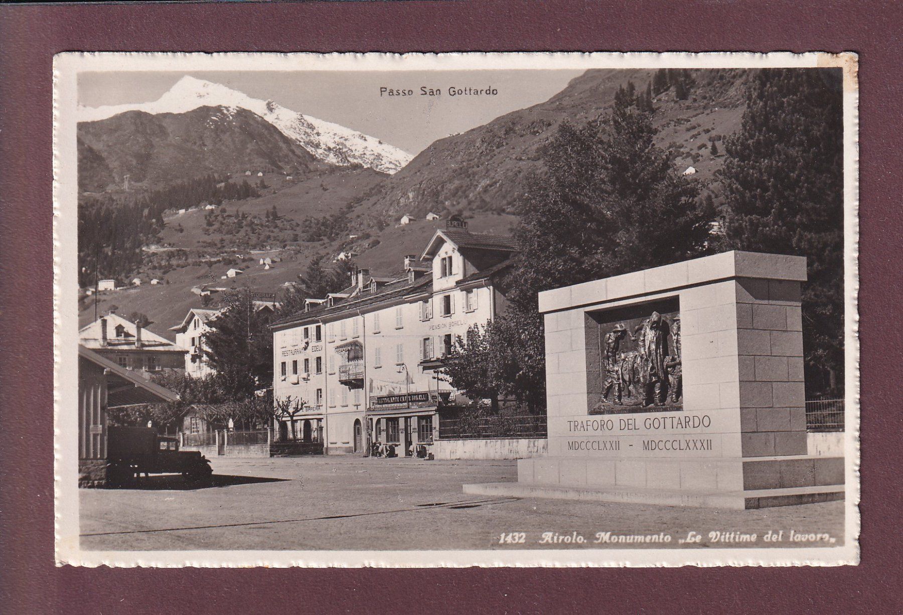 Cartoline postali: AIROLO - Monumento Traforo del Gottardo – Usato da Pully venduto da nicecards
