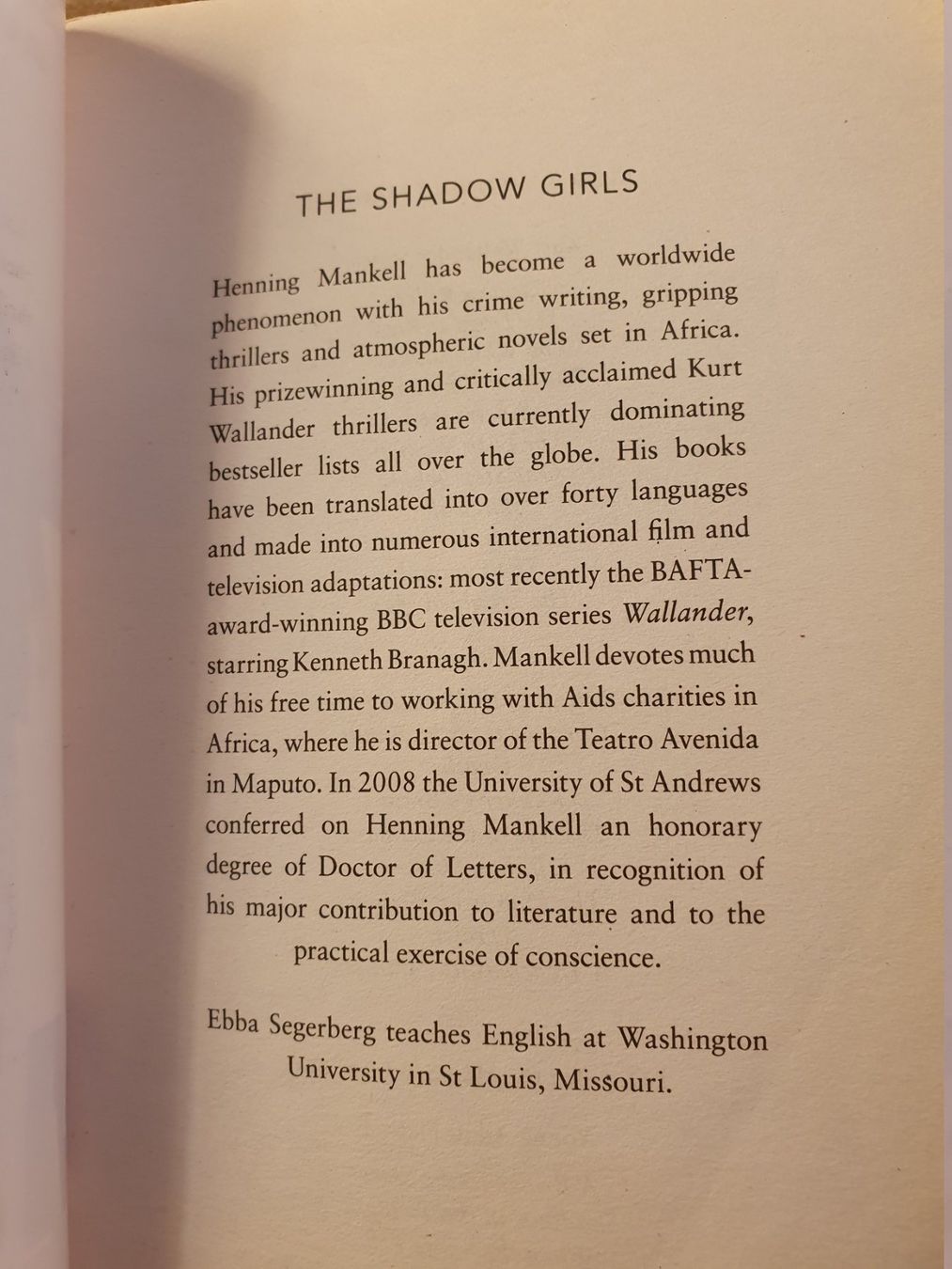 Libri: The Shadow Girl - Henning Mankell – Usato da Zürich venduto da loosebone 1