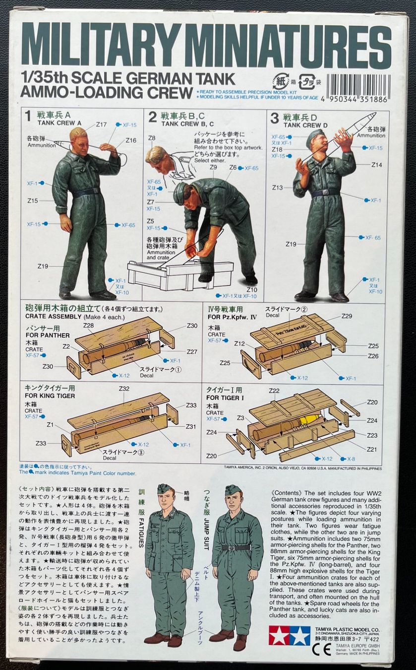 Tamiya Kit di modellismo & Modellini statici: 1/35 German Tank Ammo-Loading Crew  WW II – Nuovo e nell'imballaggio originale da Küsnacht ZH venduto da Koluk 1