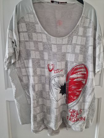 Kakie Sommerliches Damen T-Shirt, Grau/Weiss, Grösse 44/46