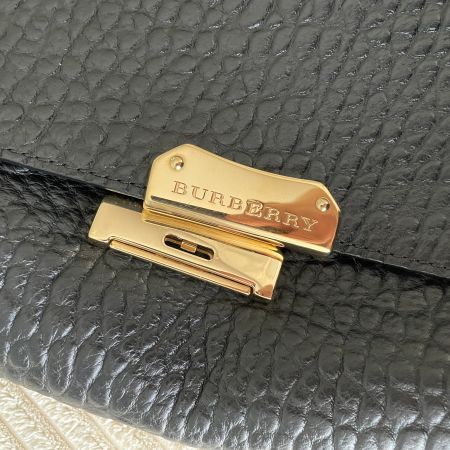 BURBERRY Schultertasche Leder schwarz genarbt