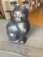 Dekofigur Katze Holz schwarz ca. 14 cm Höhe leicht besc...