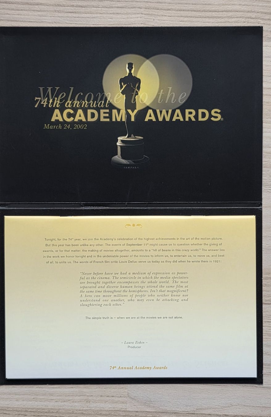 Livres: Oscar Programmheft, 74. Academy Awards, 2002, Top! – Neuf (Voir description) à Oetwil am See par fineli2 1