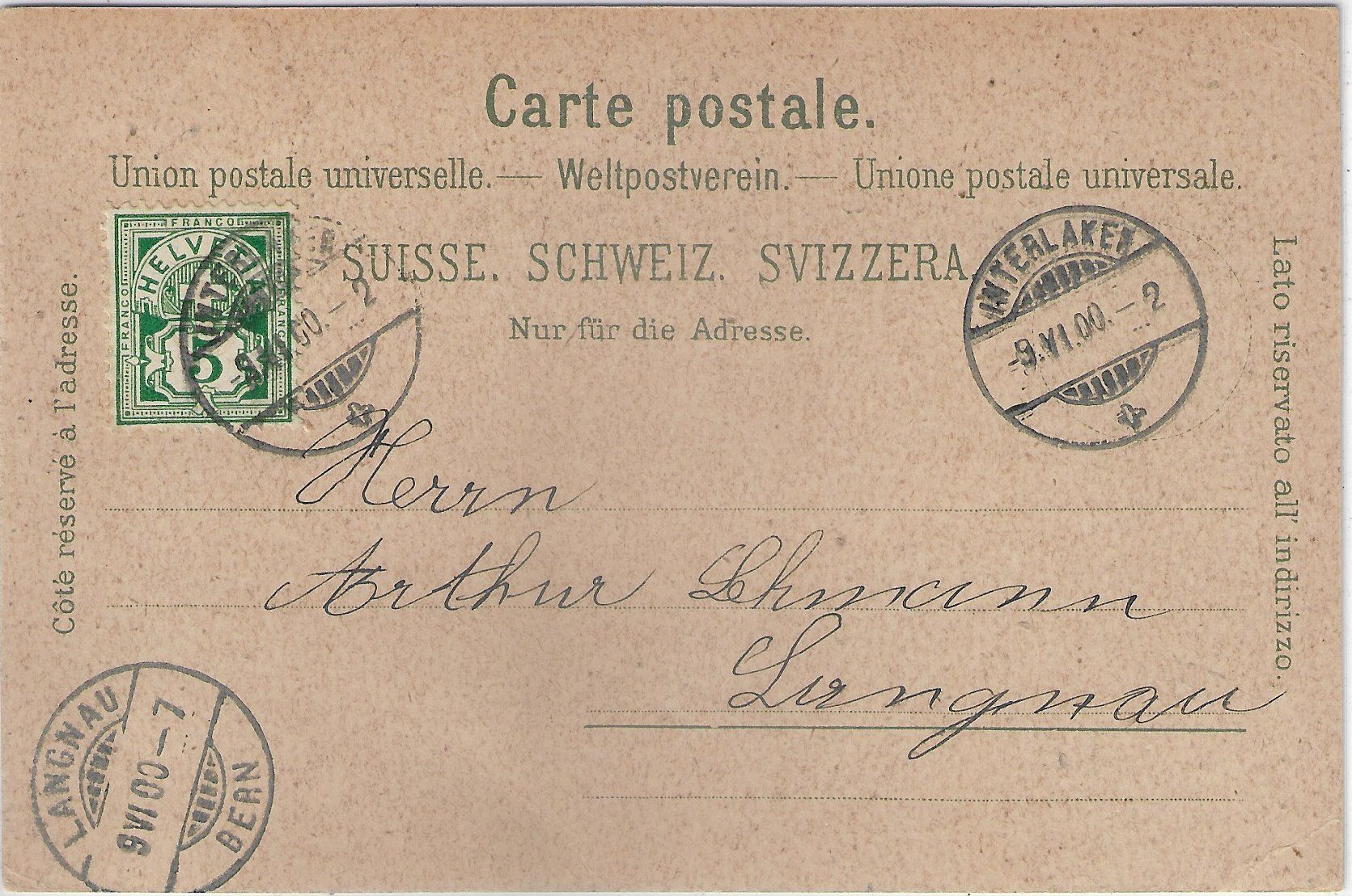 Cartoline postali: Gruss aus dem Berner Oberland  - Litho – Usato da Ettingen venduto da Kartenplanet 1