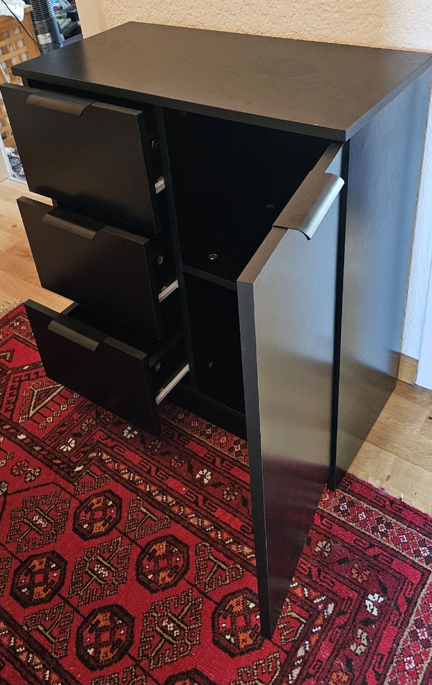 Cassettiere: Kommode schwarz mit 3 Schubladen und 1 Tuer – Nuovo (secondo la descrizione) da Zürich venduto da prontoxxx 3