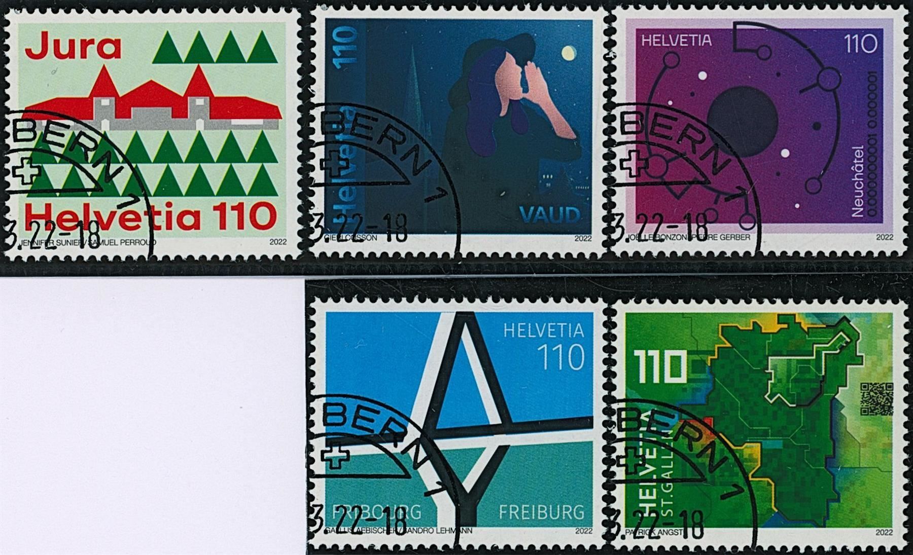 Tutti i francobolli: 2022 - Kanton - Schweiz - Ersttag Stempel ET – Usato da Schindellegi venduto da leecollect 3