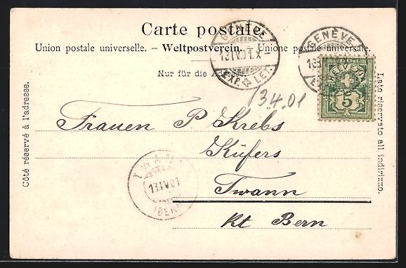 Cartoline postali: AK Genève, Quai du Léman, 1901 – Usato da Berlin venduto da bartko-reher 1