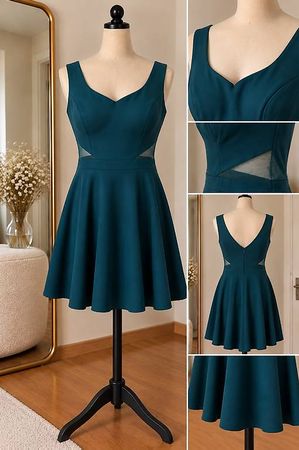 Petrolfarbenes Cocktailkleid / Grösse 38