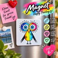 Happy Painting Magnet Eule abstrakt