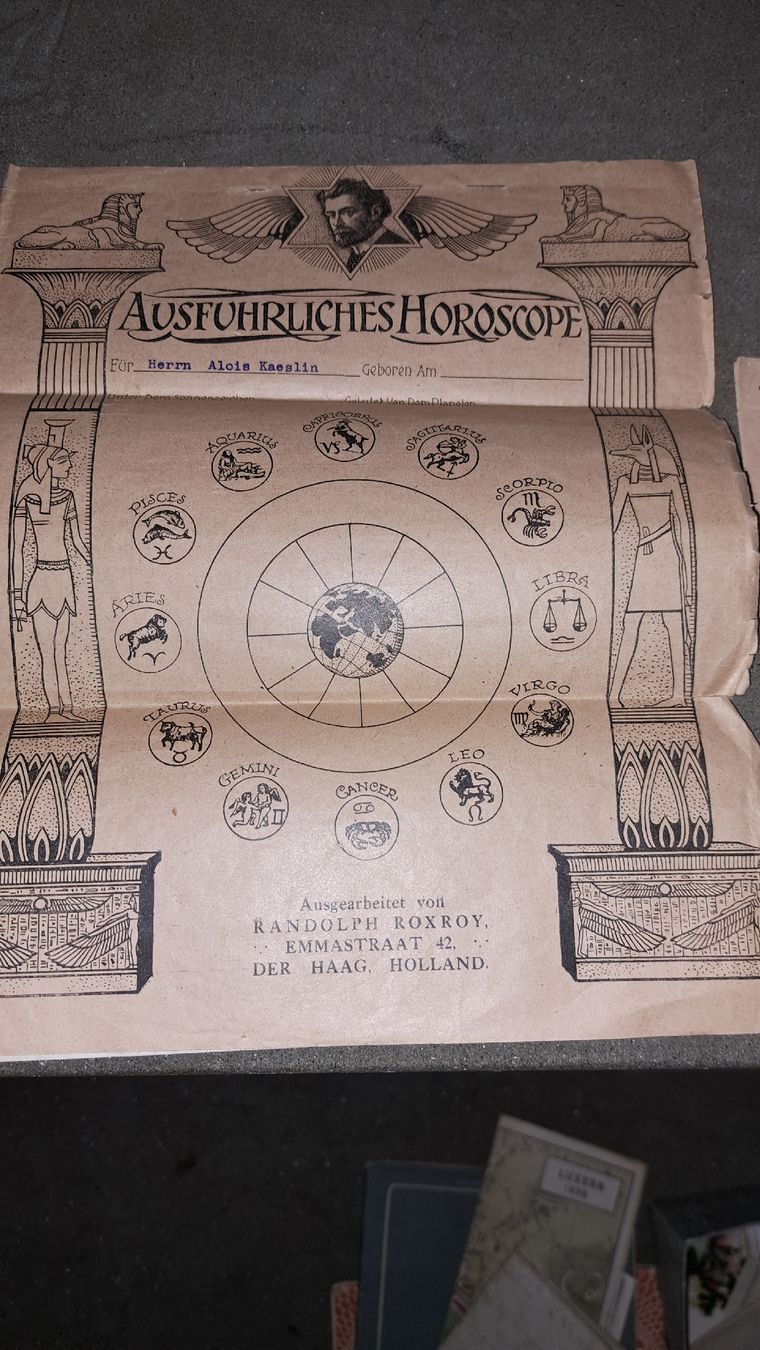 Documenti: Horoskop Dokument um 1915 – Usato da Kölliken venduto da Upcycling-by-Mc-TAM 2