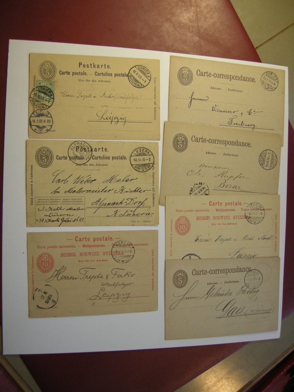 Alle Briefmarken: 7 POSTKARTEN AB - BERNE 15.IX.76 // GAIS 1.III.77. // ect. – Gebraucht aus Eschenbach SG von eDaisy