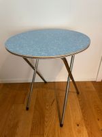 Retro blue marble folding side table, perfect for spring!