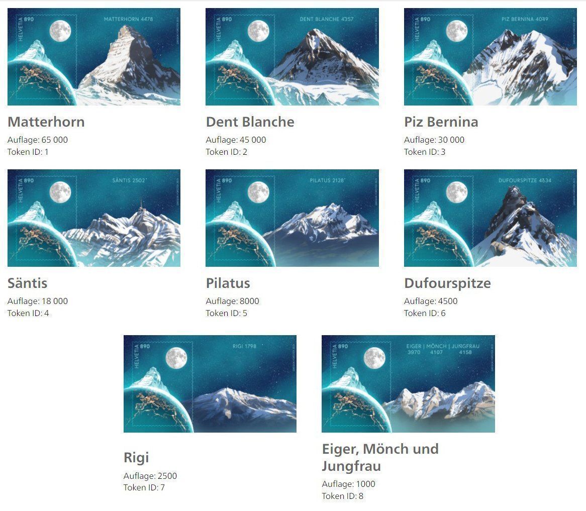 Swiss Crypto Stamps ID:1-8 mit NFT (Neuf (Voir description)) à Pfäffikon SZ  pour CHF 1550 – avec livraison | Acheter sur Ricardo