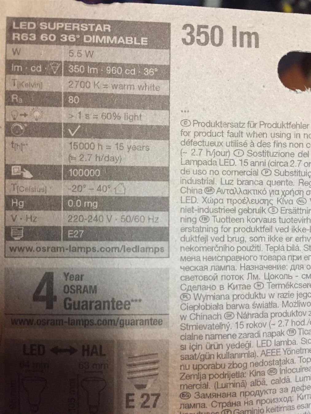 Lampadine & Illuminazione: LED Osram,E27,dimmbar,R63,827-369 – Nuovo e nell'imballaggio originale da Recherswil venduto da paulchen09 6