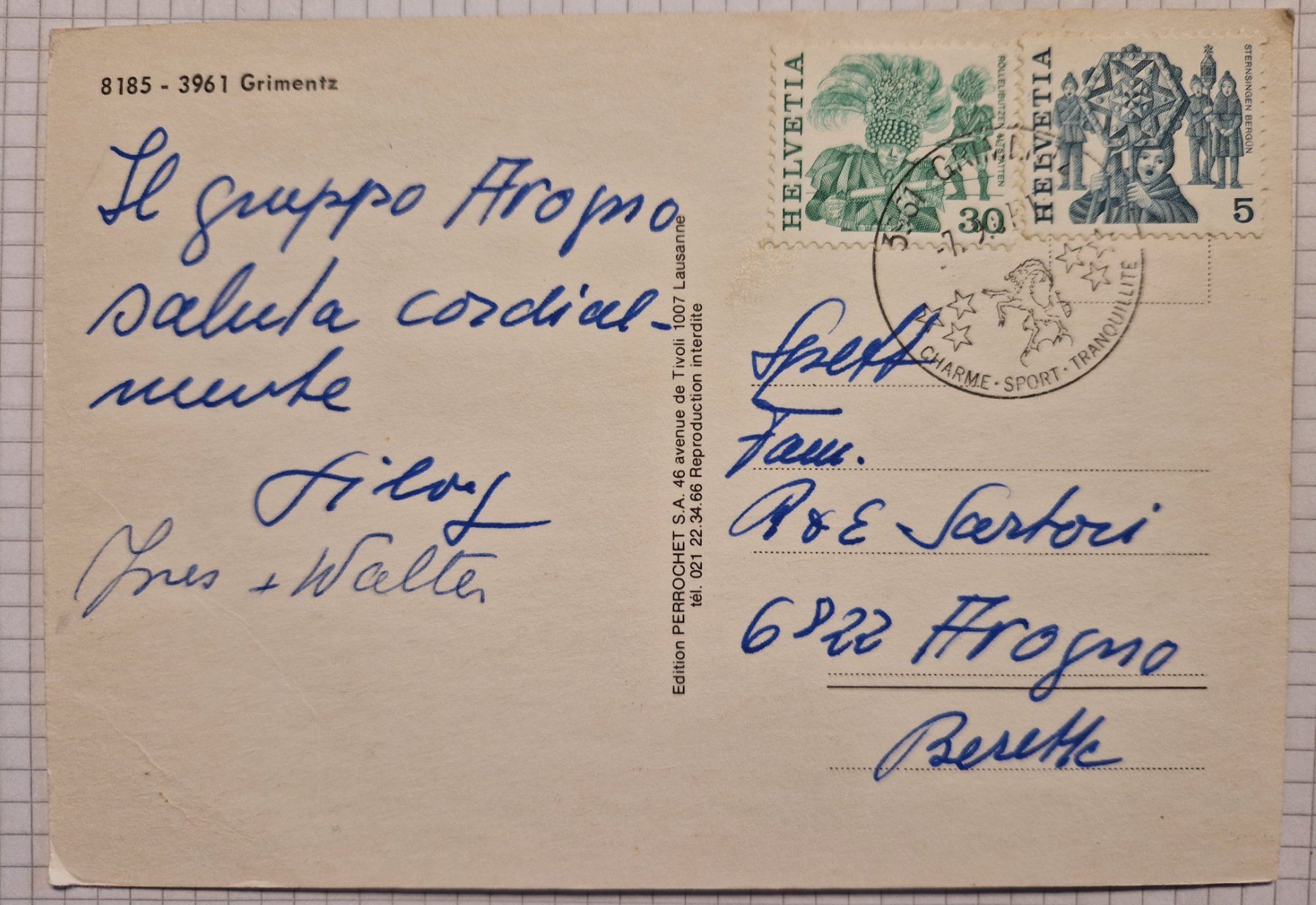 Cartoline postali: Grimentz 1987 – Usato da Melchnau venduto da Fishel 1