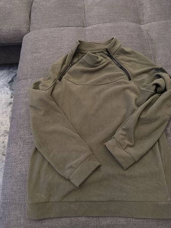 Olivgrüner Fleece-Pullover mit Reissverschluss, Gr. XL