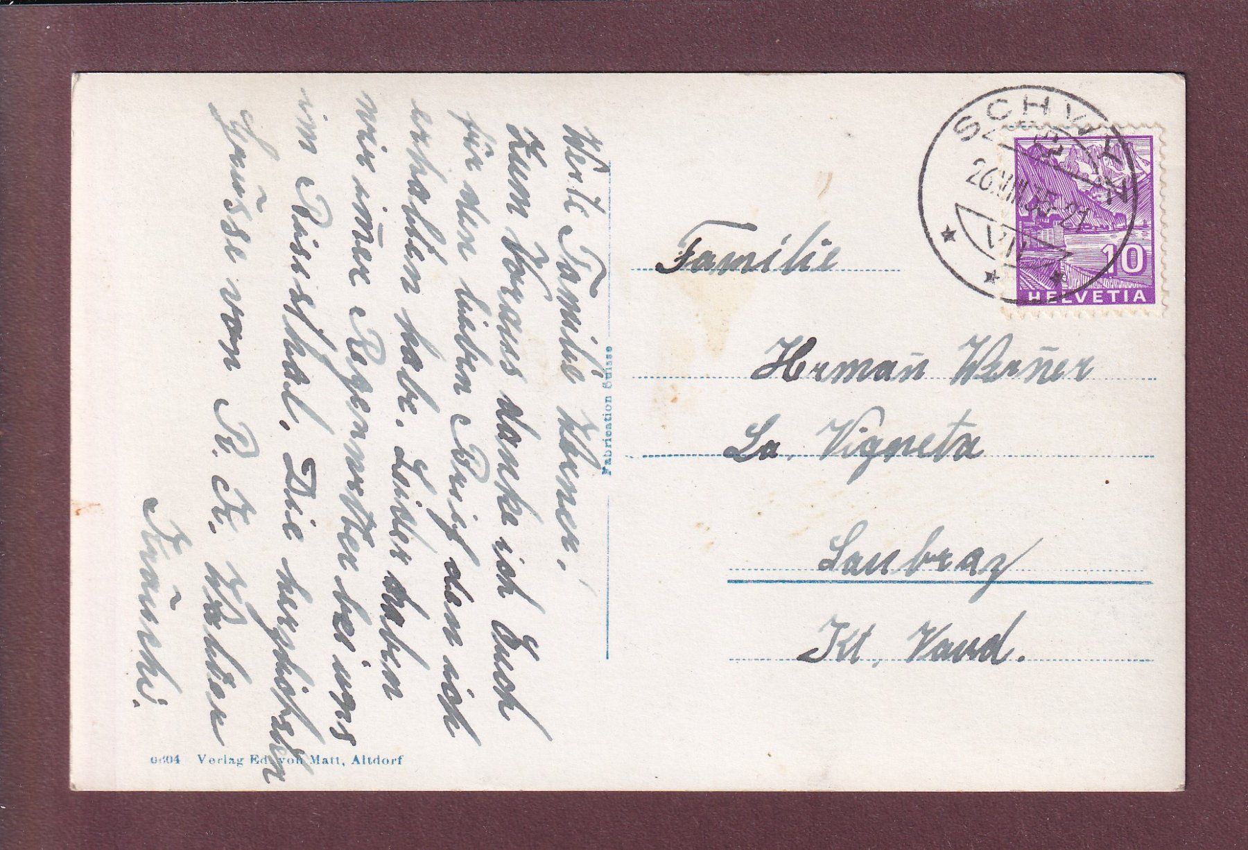 Cartoline postali: MUOTATHAL - Zwingsbrücke - 1935 – Usato da Pully venduto da nicecards 1