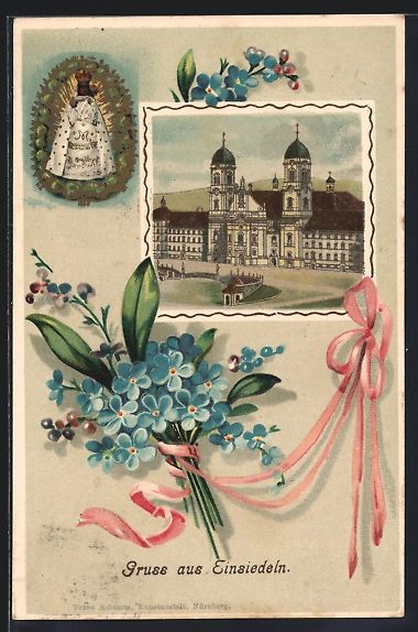 Cartoline postali: Einsiedeln, Wallfahrtskirche und Gnadenm – Usato da Berlin venduto da bartko-reher