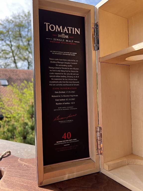 Tomatin Bevande alcoliche: Tomatin Scotch Whisky 1967 42.9%vol. – Nuovo e nell'imballaggio originale da Luterbach venduto da waedu67 1