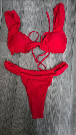 Red Ruched Bikini Set - M - Cheeky 👙