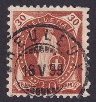 68D, Stehende Helvetia mit Vollstempel BREULEUX JU
