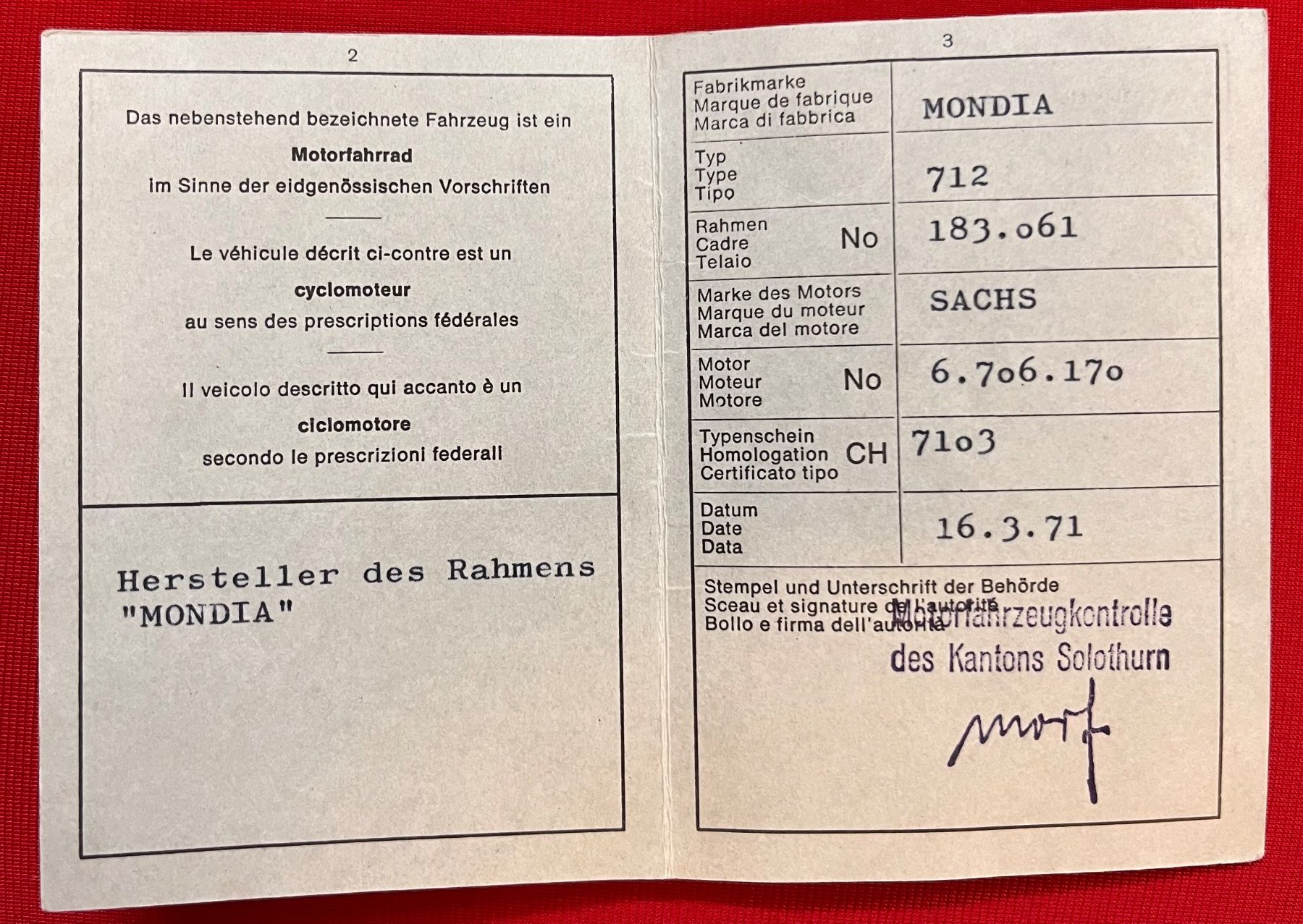 Mondia Ciclomotori: Mofa Sachs MONDIA – Usato da Langnau am Albis venduto da Tiguan16 8