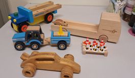 Lot Holz LKW Spielwaren Traktor Galliker Lastwagen Auto Bois