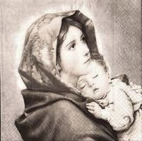2 Serviette Vintage Madonna mit Kind