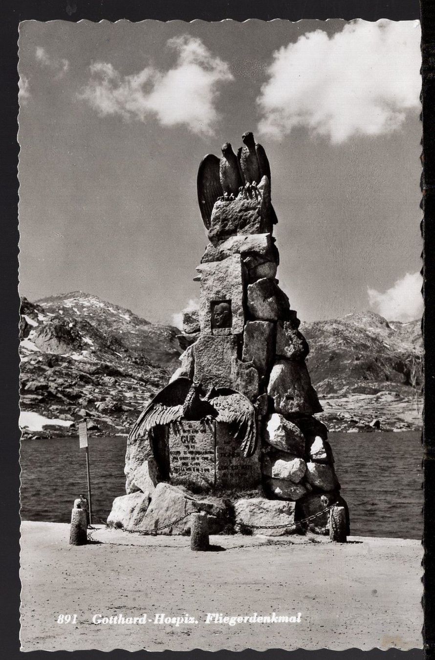 Ansichtskarten: Gotthard - Hospiz Fliegerdenkmal – Gebraucht aus Aarau von kufi44