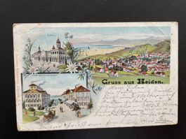 AK AR Litho "Gruss aus Heiden", Kurhaus, Hotel Kreuz