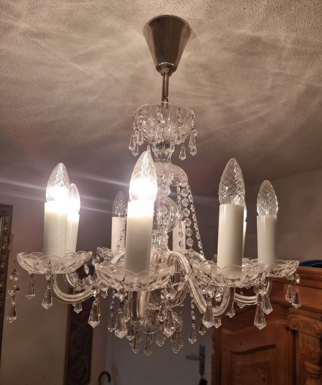 10x Glasstäbe Für Kronleuchter – 150 Mm Klar Mit Goldener Aufhängung
