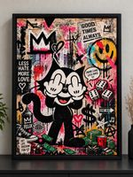 Felix the Cat Leinwand mit Rahmen 80x60 Popart