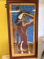 Batik Kunstwerk Mandula signiert gerahmt guter Zustand